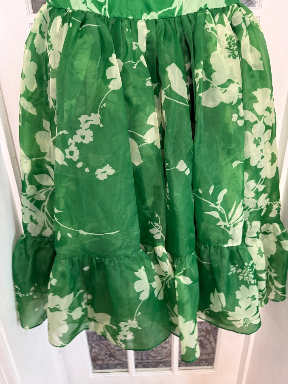 Anthropologie Selkie Floral Corset Dress Puff Hem Green Tea Party Size XL NWT - Picture 8 of 13